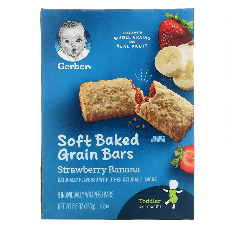 Gerber, Cereal Bars, Strawberry Banana, Toddler, 8 Bars, 5.5 oz (156 g)