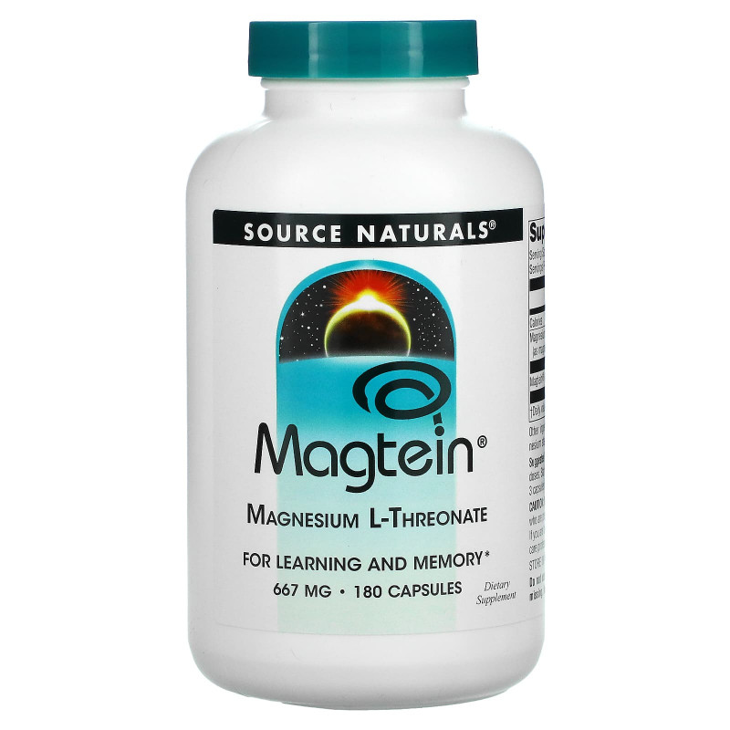 Source Naturals, Magtein, магний L-треонат, 667 мг, 180 капсул