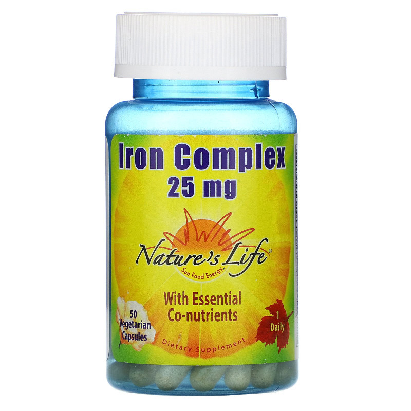 Nature's Life, Iron Complex, 25 мг, 50 вегетарианских капсул