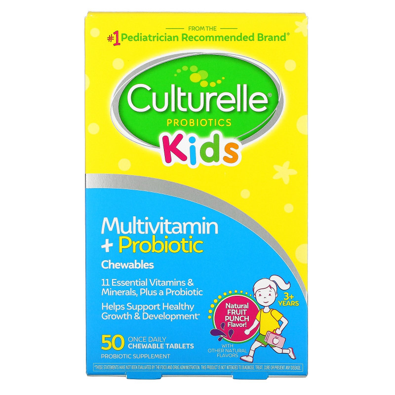 Culturelle, Kids Complete Multivitamin Plus Probiotic, Fruit Punch, 50 Chewable Tablets