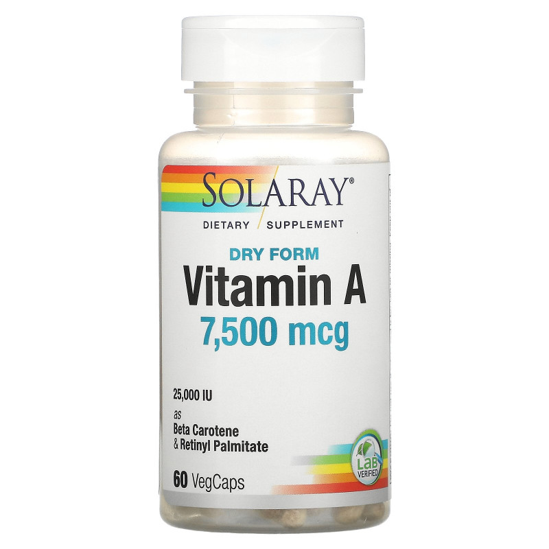 Solaray, Dry Form Vitamin A, 25,000 IU, 60 VegCaps