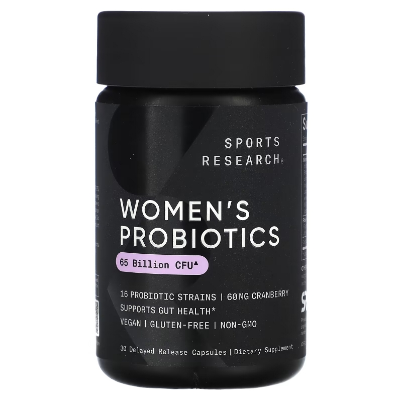 Sports Research, Women's Probiotics, Cranberry + Prebiotics, 30 Delayed Release Veggie Capsules