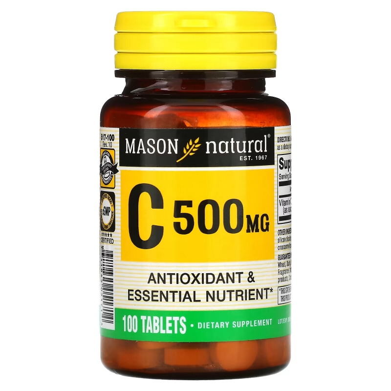 Mason Natural, Витамин C, 500 мг, 100 таблеток