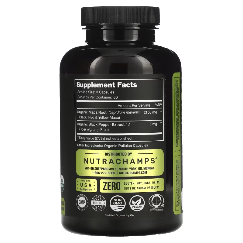 NutraChamps, Maca, 700 mg, 180 Organic Capsules