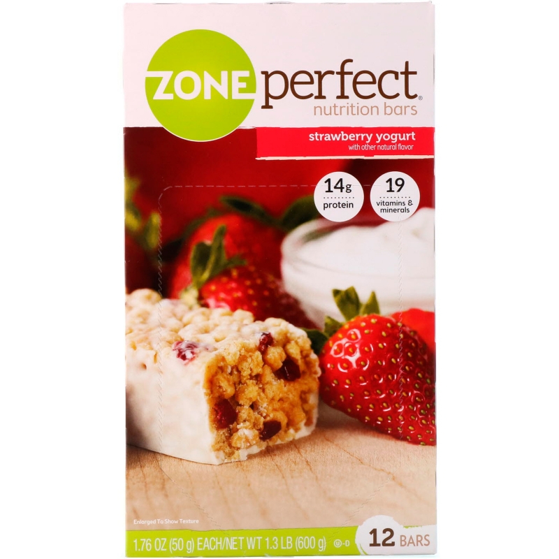 ZonePerfect, Питательные батончики, со вкусом клубничного йогурта, 12 батончиков по 1.76 унций (50 г)