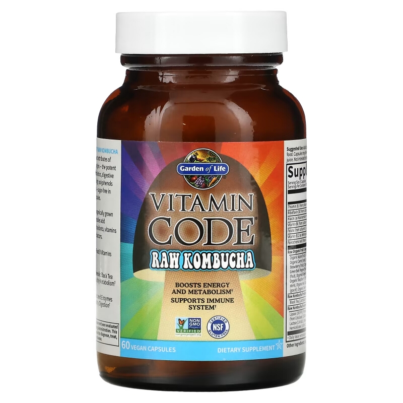 Garden of Life Vitamin Code Сырой комбуча 60 веганских капсул UltraZorbe