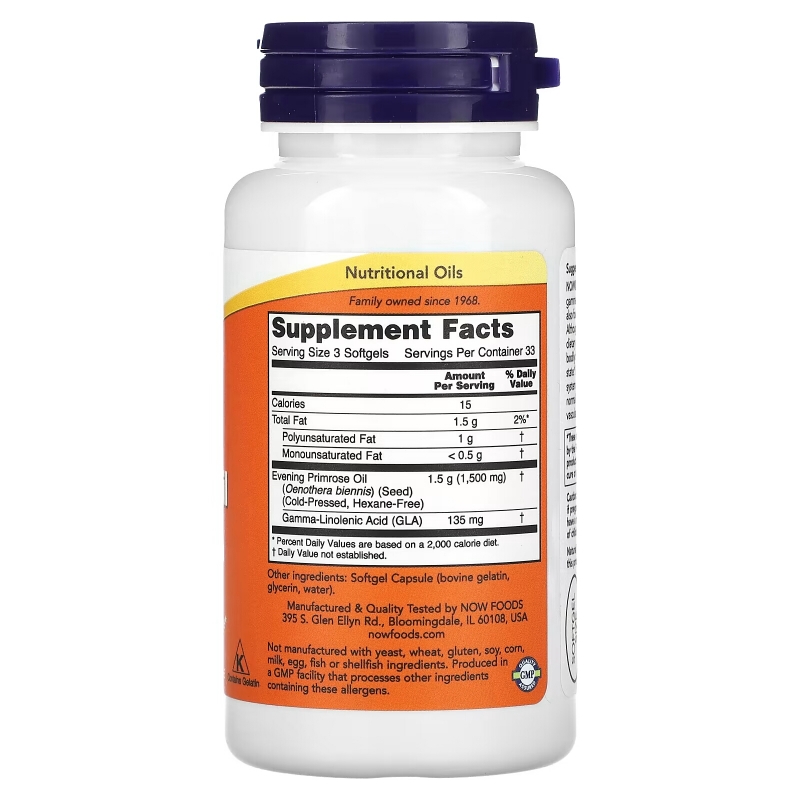 NOW Foods, Evening Primrose Oil, 500 mg, 100 Softgels