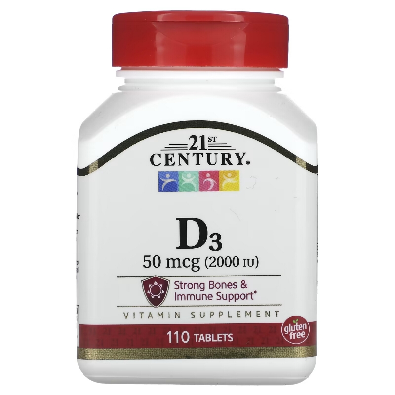 21st Century Health Care D-2000 D3 Maximum Strength 110 Tablets