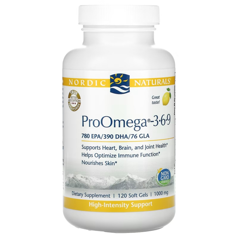 Nordic Naturals, ProOmega-3-6-9, Lemon Flavor, 1000 mg, 120 Soft Gels