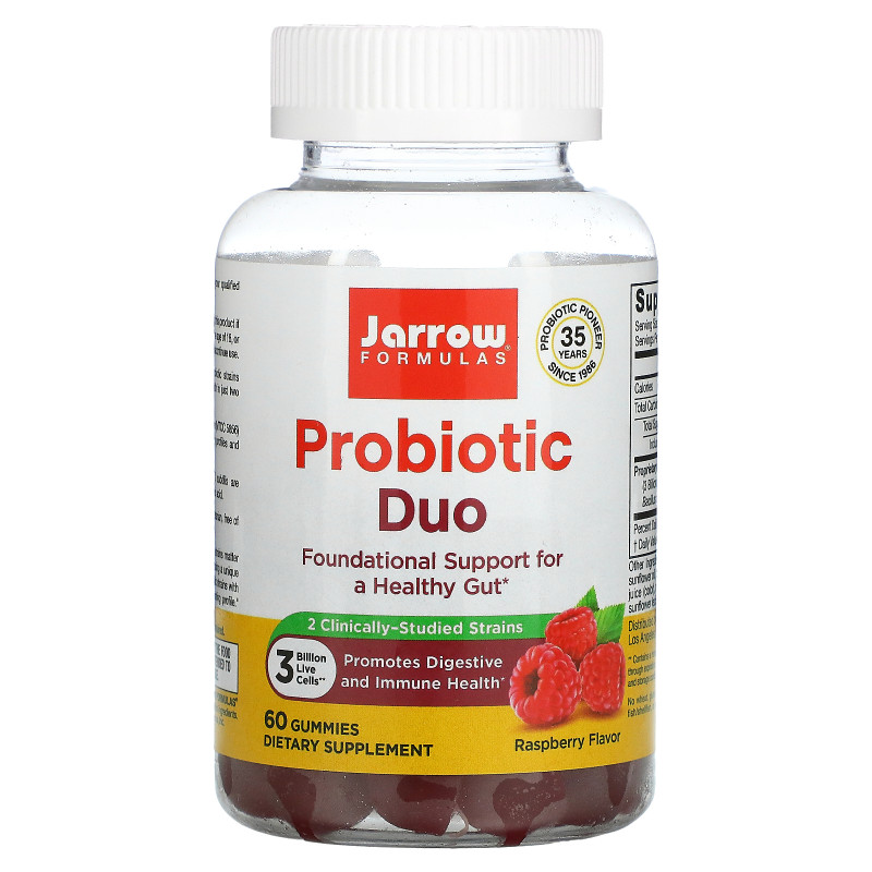 Jarrow Formulas, Probiotic Duo, Raspberry, 3 Billion, 60 Gummies