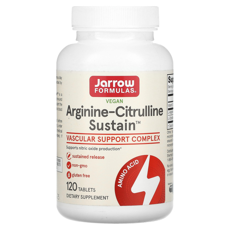 Jarrow Formulas, Arginine-Citrulline Sustain, 120 таблеток