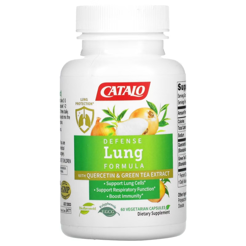 Catalo Naturals, Defense Lung Formula with Quercetin & Green Tea Extract, 60 Vegetarian Capsules