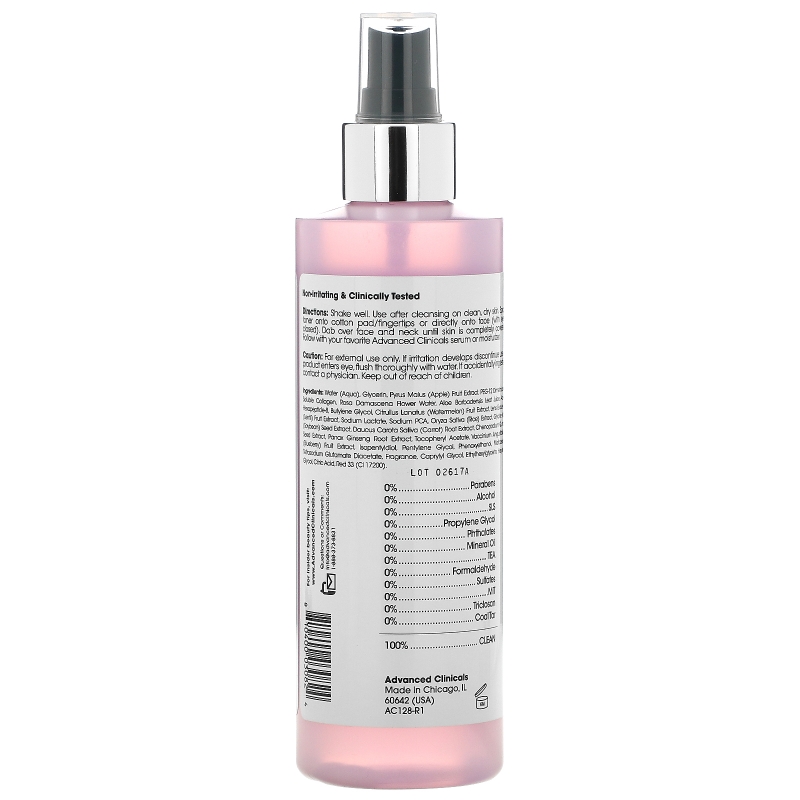 Advanced Clinicals, Rosewater Toner, Tone & Tighten Formula, 8 fl oz (237 ml)