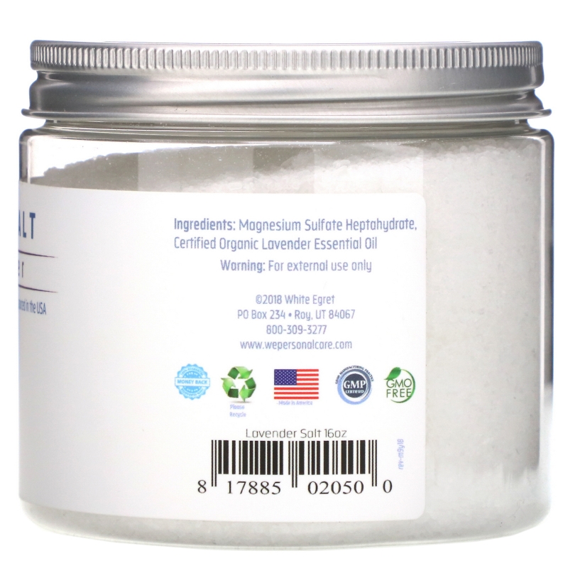 White Egret Personal Care, Lavender Epsom Salt,  16 oz (454 g)