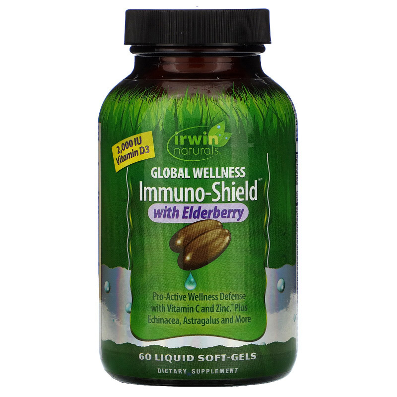 Irwin Naturals, Global Wellness Immuno-shield with Elderberry, 60 Liquid Soft-Gels