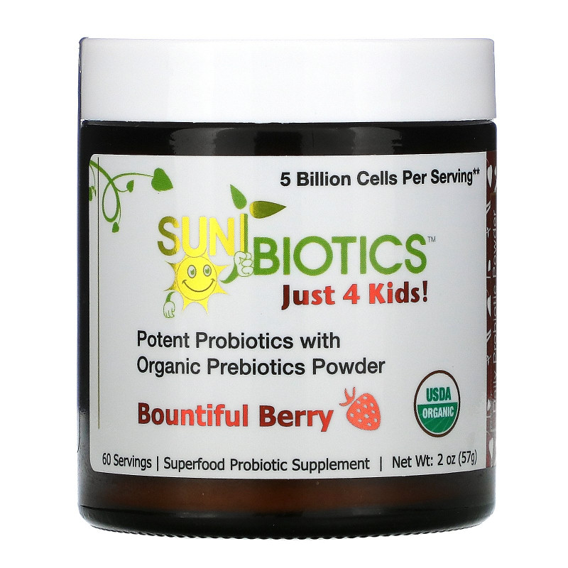 Sunbiotics, Just 4 Kids! Potent Probiotics with Organic Prebiotics Powder, Bountiful Berry, 2 oz (57 g)