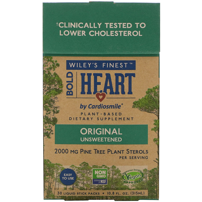 Wiley's Finest, Bold Heart by Cardiosmile, Original Unsweetened, 30 Liquid Stick Packs, 0.36 fl oz (10.5 ml) Each