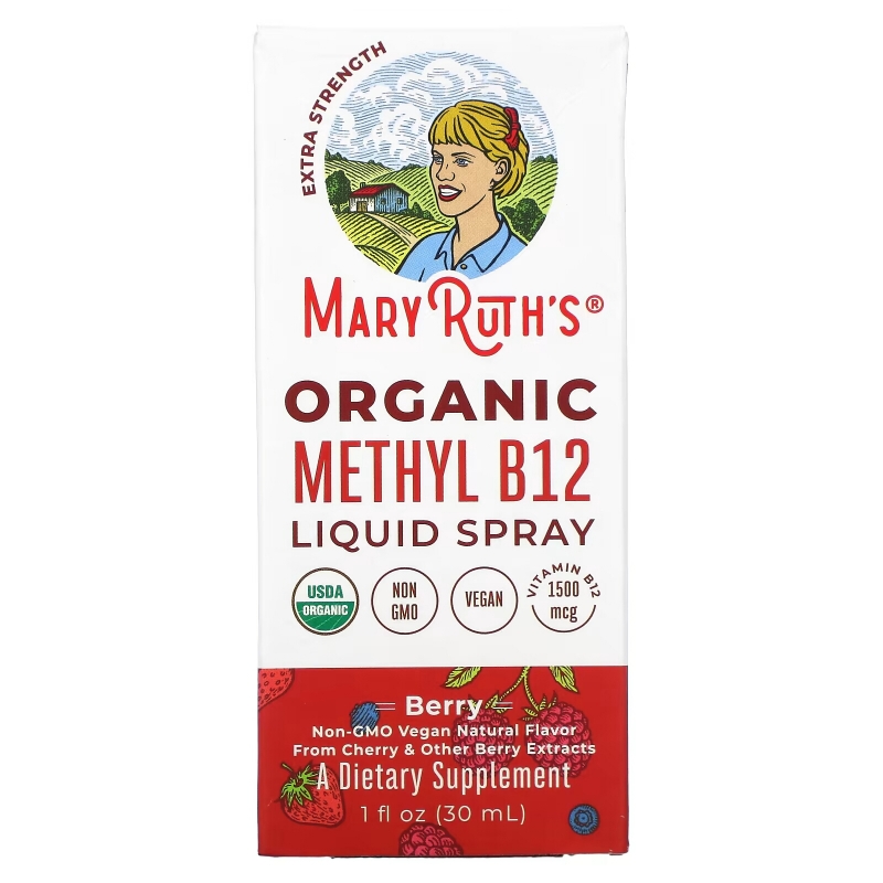 MaryRuth Organics, Organic Methly B12 Liquid Spray, Extra Strength, Berry, 1 fl oz (30 ml)