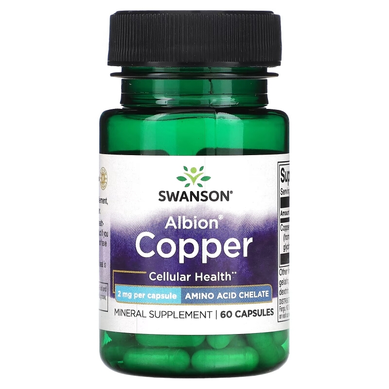 Swanson, Albion Copper, 2 мг, 60 капсул