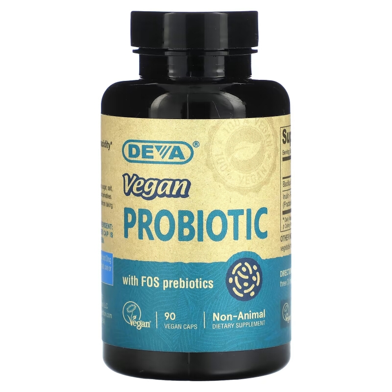 Deva, Premium Vegan Probiotic with FOS Prebiotic, 90 Vegan Caps