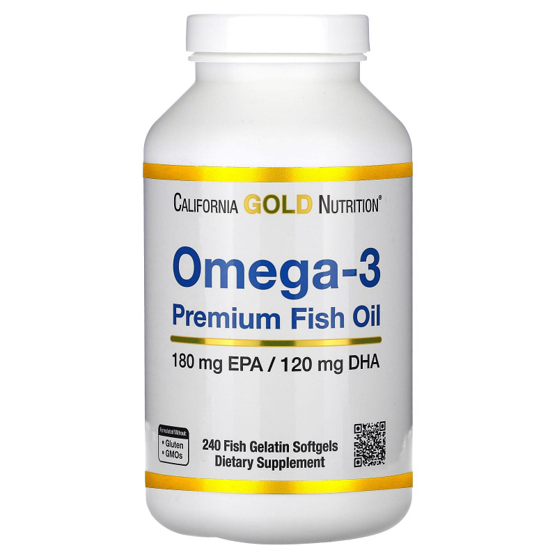 California Gold Nutrition, Omega-3, Premium Fish Oil, 240 Fish Gelatin Softgels