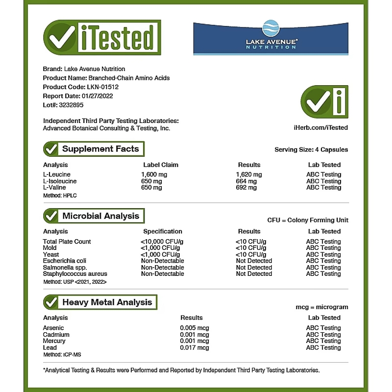 Lake Avenue Nutrition, Branched-Chain Amino Acids, 240 Veggie Capsules