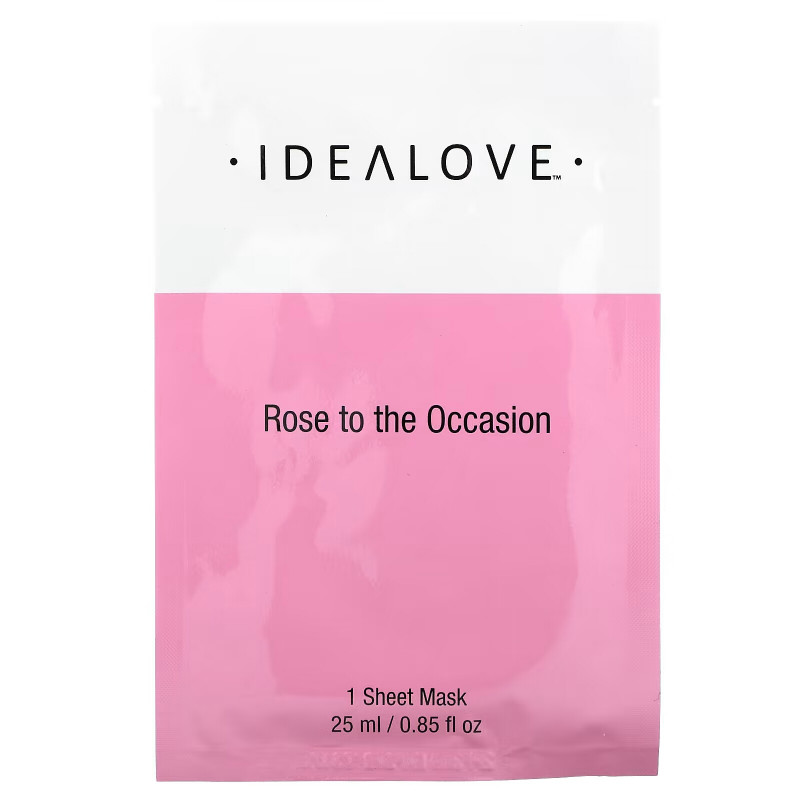 Idealove, Rose to the Occasion, тканевая косметическая маска с розовым маслом, 1 шт., 25 мл (0,85 жидк. унции)