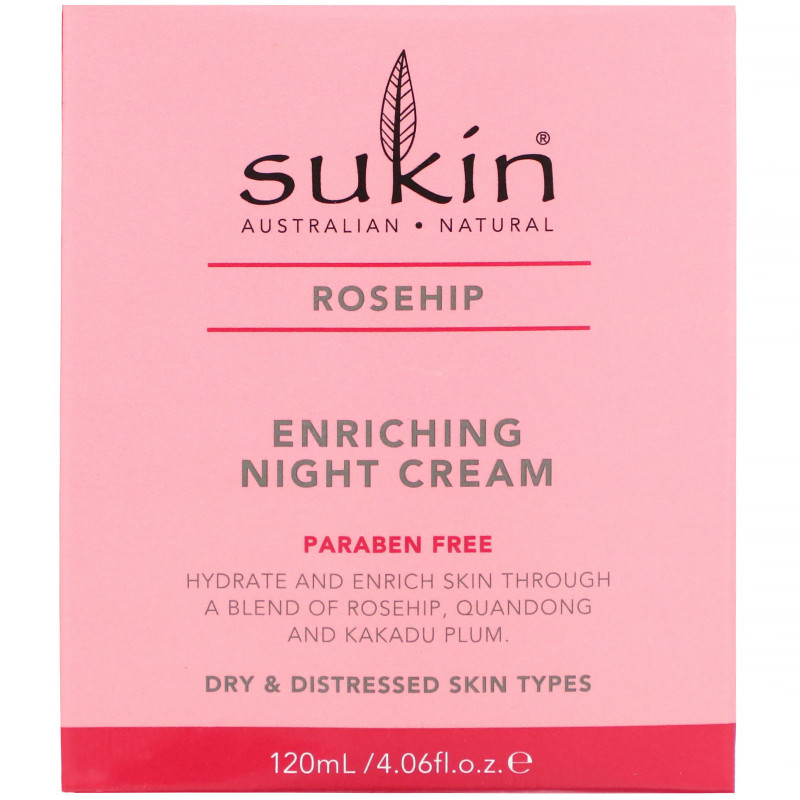 Sukin, Enriching Night Cream, Rosehip, 4.06 fl oz (120 ml)